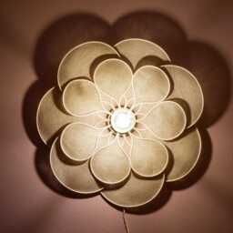 14 Petal Linen & Rattan Flower Wall Light - Chandelier Lamp Handcrafted - thumbnail 4
