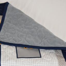 Football Blanket, Baby Boy Sports Crib Bedding, Gray Navy Yellow Comforter, Nursery - thumbnail 3