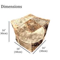 Genuine Cowhide & Leather Bean Bag Cube Custom All Grey - thumbnail 3
