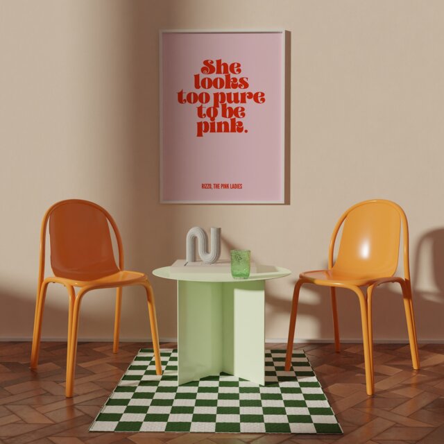 Grease, Pink Ladies, Rizzo, Too Pure To Be Pink, Film Movie, 90S Pink Print, Alt Room Decor, Gift For Her, Feminist, Empowered Women - image 1