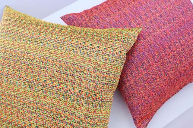 Tweed Pillow Cover - Pink & Yellow - image 1