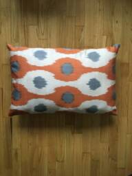 Orange Silk Ikat Pillowcase - Handwoven Uzbek Cushion Cover