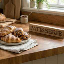 Patisserie Oak Shelf Sitter, Kitchen Sign, Rustic French Caf?? Decor - thumbnail 3