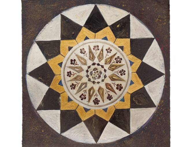 Abuhav Synagogue Mosaic Print - Zefat Israel, Gold & Silver - image 1
