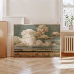 Prairie Cloud Poster, Golden Field Print, Landscape Wall Art, Paper - thumbnail 3