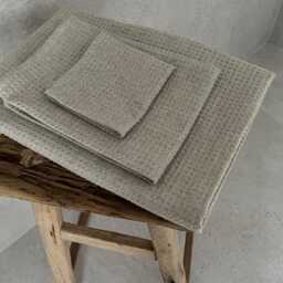 Natural Linen Waffle Towel Bath Body Hand Towel Home Spa Wellness Eco Gift - thumbnail 3