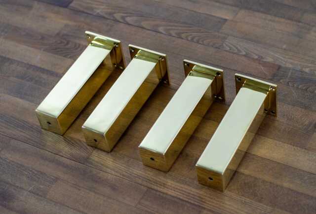 "Brass Sofa Legs - Furniture Coffee Table 16"" Minus Square Legs, Height 16""-20" - image 1
