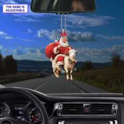 Santa Riding Mountain Goat Acrylic 2D Flat Christmas Ornament, Festive Tree Hanging Holiday Decoration, Goat Gift - thumbnail 3