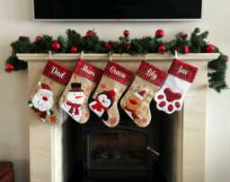 Personalised Tartan Christmas Stocking - Matching Family Stockings, Eve, Santa Stocking, Snowman Reindeer Pet