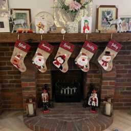Personalised Tartan Christmas Stocking - Matching Family Stockings, Eve, Santa Stocking, Snowman Reindeer Pet - thumbnail 3