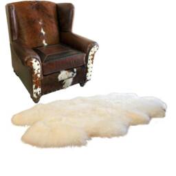 Plush Faux Sheepskin Area Rug - Multi Pelt Shag Throw, Handmade - thumbnail 1