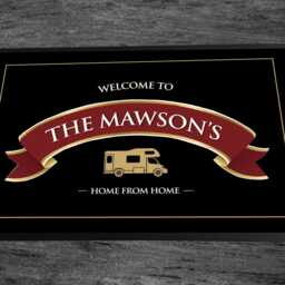 Personalised Campervan Door Mat - Red Ribbon 60 X 40cm Motorhome Floor - Van Life - thumbnail 3