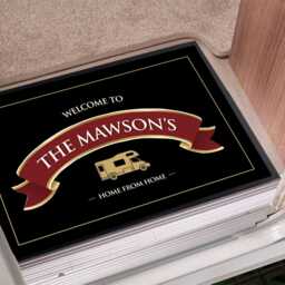 Personalised Campervan Door Mat - Red Ribbon 60 X 40cm Motorhome Floor - Van Life - thumbnail 2