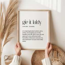 Scottish Wall Art, Gie It Laldy, Gallery Ideas, Scotland Words & Meanings, Print Dictionary Definition Prints, Poster Art - thumbnail 1