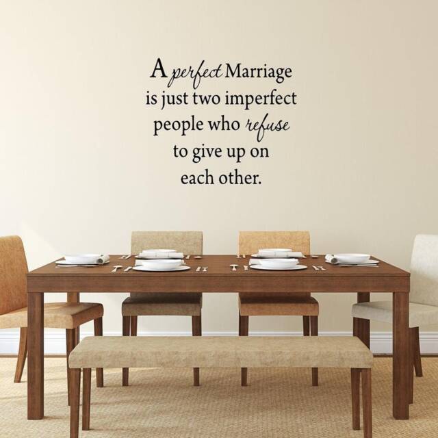 Newlywed Gift Headboard Wall Decal - A Perfect Marriage Is Just Two Imperfect People Who Refuse To Give Up On Each Other - Vwaq-1705 - image 1