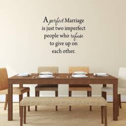 Newlywed Gift Headboard Wall Decal - A Perfect Marriage Is Just Two Imperfect People Who Refuse To Give Up On Each Other - Vwaq-1705 - thumbnail 1