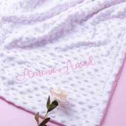 Embroidered Personalized Baby Blanket Waffle With Name Stroller Organic Muslin Blanket, Birthday Gift - thumbnail 1