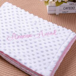 Embroidered Personalized Baby Blanket Waffle With Name Stroller Organic Muslin Blanket, Birthday Gift - thumbnail 2