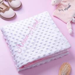 Embroidered Personalized Baby Blanket Waffle With Name Stroller Organic Muslin Blanket, Birthday Gift - thumbnail 3