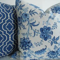Waverly Indigo Paisley Pillow Cover - Blue Floral Throw - thumbnail 2