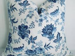 Waverly Indigo Paisley Pillow Cover - Blue Floral Throw - thumbnail 1