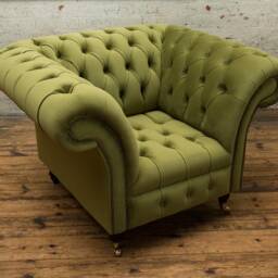 Handmade Pea Green Velvet Chesterfield Single Armchair - thumbnail 3