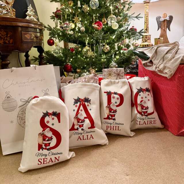 Premium Thick Santa Sack - Custom Canvas Personalised Christmas Present Gift Bag For Him Her Kids Adults Add Name Initial Xmas Stocking - image 1