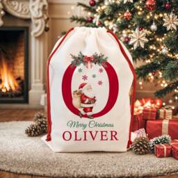 Premium Thick Santa Sack - Custom Canvas Personalised Christmas Present Gift Bag For Him Her Kids Adults Add Name Initial Xmas Stocking - thumbnail 2