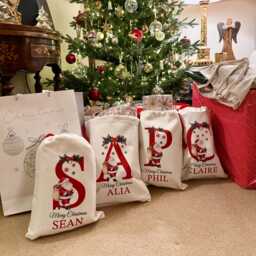 Premium Thick Santa Sack - Custom Canvas Personalised Christmas Present Gift Bag For Him Her Kids Adults Add Name Initial Xmas Stocking - thumbnail 1