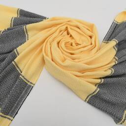 "Turkish Towel, Herringbone Towel, Hammam Towel, Yellow & Black Towel, 40""x70" - thumbnail 4