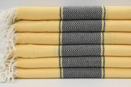 "Turkish Towel, Herringbone Towel, Hammam Towel, Yellow & Black Towel, 40""x70"