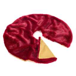 Red Luxury Faux Fur Tree Skirt, Superior Fake Christmas Decor - thumbnail 1