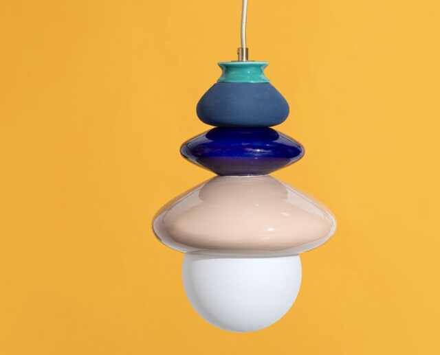 Pendant Ceramic Lamp, Hanging Lampshade, Handmade Design, Contemporary Artwork Creation, Unique Light Fixture Gift - image 1