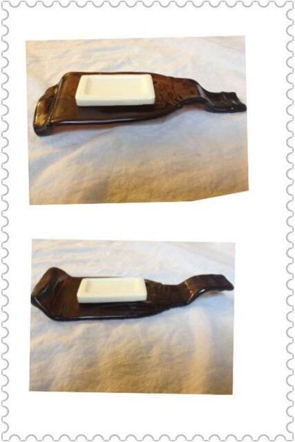 Brown Glass Beer Bottle Soap Dish Holder