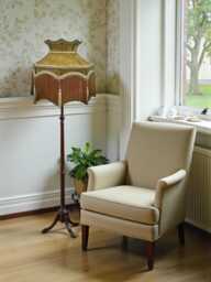 Paisley Print Fabric Lampshade With Fringe - Downton Abbey Style, Handmade For Table & Floor Standard Lamp Shades, Ceiling Lights - thumbnail 1