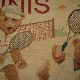 Teddy Bear Tennis Oblong Woven Tapestry Cushion Pillow Cover - thumbnail 2