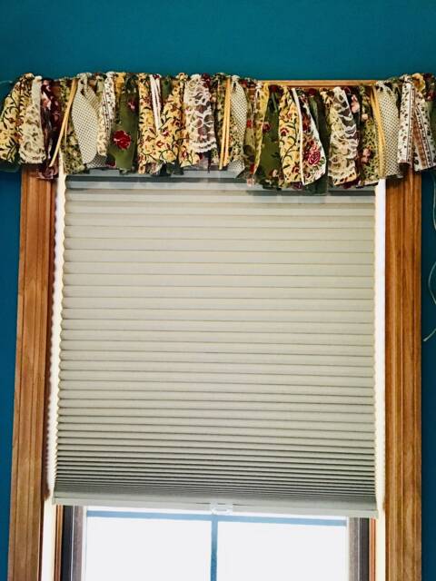 Burgundy Sage & Cream Floral Banner Birthday Bunting Window Valence Treatment Nursery Highchair Bunting - image 1