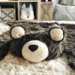 Extra Large Brown Bear Rug With Faux Fur For Forest Nursery Decor - thumbnail 2