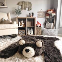 Extra Large Brown Bear Rug With Faux Fur For Forest Nursery Decor - thumbnail 3