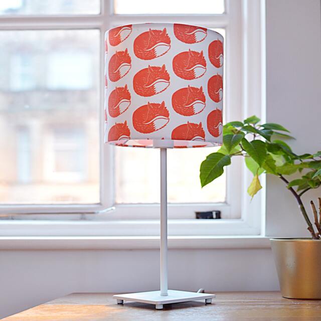 Fox Print Lampshade - Handmade Lino Print, Animal Pattern - image 1