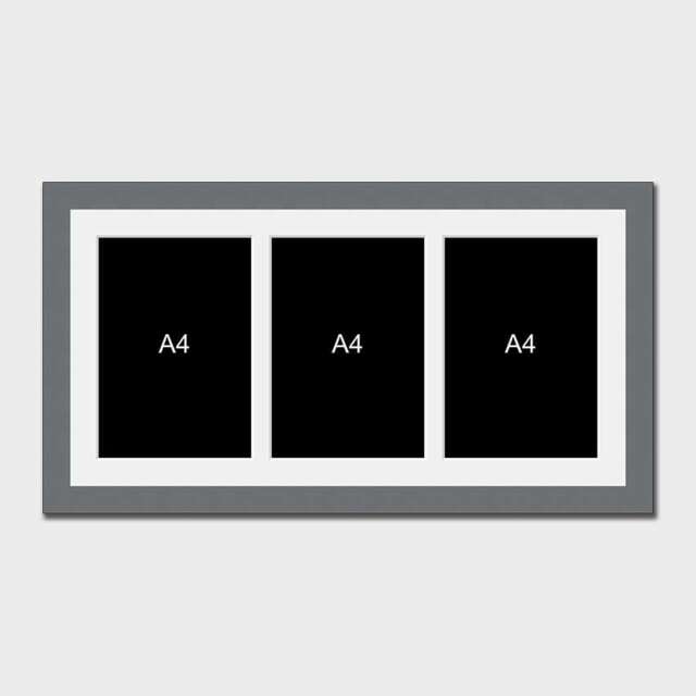 A4 Picture Frame To Hold 3 Photos in A Grey Wooden - image 1