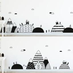 Scandinavian Mountains & Hills Decal Set - Wall Mural, Nordic Mountains, Mountain Village Decal, Baby Gift - thumbnail 2