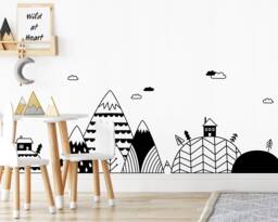 Scandinavian Mountains & Hills Decal Set - Wall Mural, Nordic Mountains, Mountain Village Decal, Baby Gift - thumbnail 1