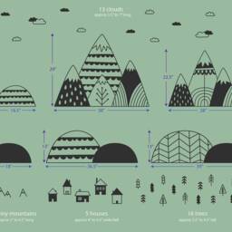 Scandinavian Mountains & Hills Decal Set - Wall Mural, Nordic Mountains, Mountain Village Decal, Baby Gift - thumbnail 3