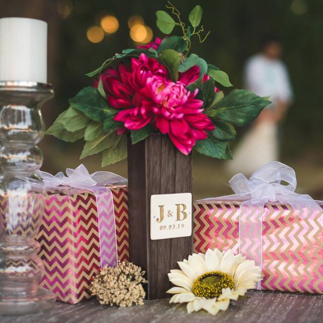 Monogrammed Kiri Wood Vase - Personalized Gift Wedding Birthday Christmas Anniversary - image 1