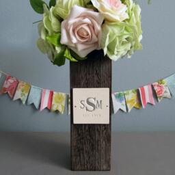Monogrammed Kiri Wood Vase - Personalized Gift Wedding Birthday Christmas Anniversary - thumbnail 3