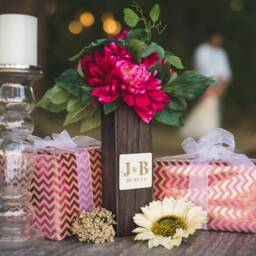 Monogrammed Kiri Wood Vase - Personalized Gift Wedding Birthday Christmas Anniversary - thumbnail 1