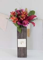 Monogrammed Kiri Wood Vase - Personalized Gift Wedding Birthday Christmas Anniversary - thumbnail 2