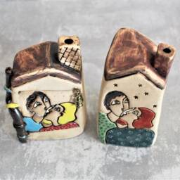 Miniature House, Small Clay Ceramic & Pottery, Tiny Gift, Unique Gift Idea, Lovers Sculpture, Valentine's - thumbnail 4