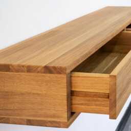 Floating Console Table With Two Drawers in Solid Oak - Wall Mounted Entryway Shelf - thumbnail 2